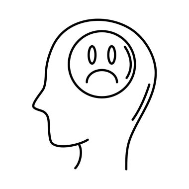 Alzheimer hastalığı, erkek profili, üzgün beyin, zihinsel yetenek çizgisi ikonunda düşüş