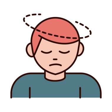 covid 19 koronavirüs önleme, baş ağrısı olan hasta adam, salgın salgını çizgisi yayılıyor ve biçim simgesini dolduruyor