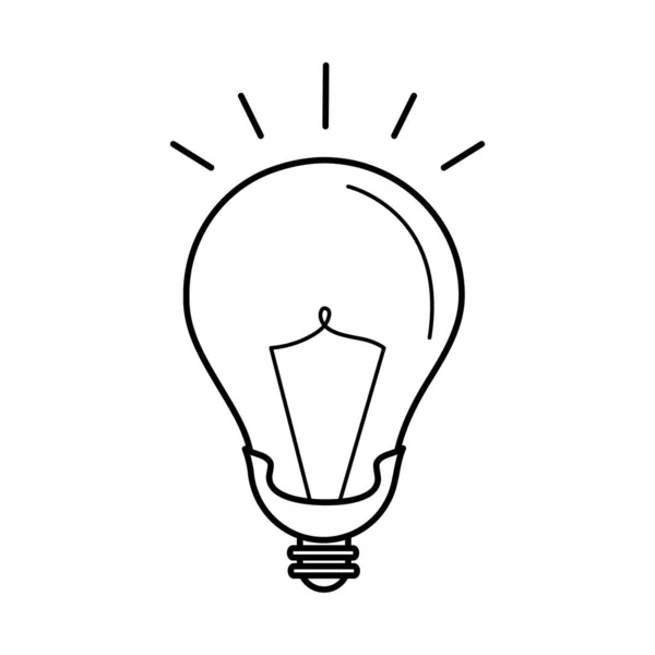 Heldere lamp, elektrische lamp, eco idee metafoor, geïsoleerde icoon lijn stijl — Stockvector