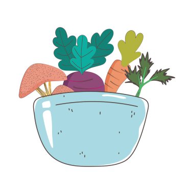 Bir kâse üzüm, soğan, elma, taze pazar meyve ve sebzeli sağlıklı yiyecekler.