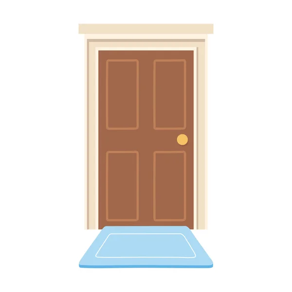 Домашні двері з килимом ізольований дизайн іконки білий фон — стоковий вектор