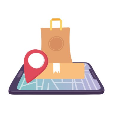 covid-19 koronavirüs salgını, teslimat servisi, akıllı telefon paketleri ve karton kutu