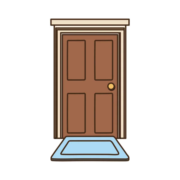 Casa porta com tapete isolado ícone design fundo branco — Vetor de Stock