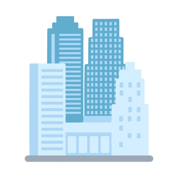 Paysage urbain gratte-ciel tour bâtiment isolé icône conception fond blanc — Image vectorielle