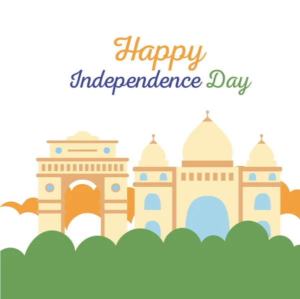 С Днем независимости Индии, архитектура ориентир национального туризма — стоковый вектор