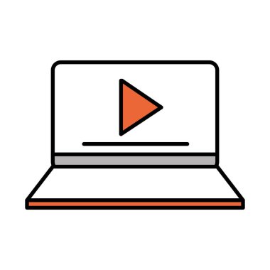 çevrimiçi eğitim, dizüstü bilgisayar video semineri, web sitesi ve mobil eğitim kursları satırı ve doldurma simgesi