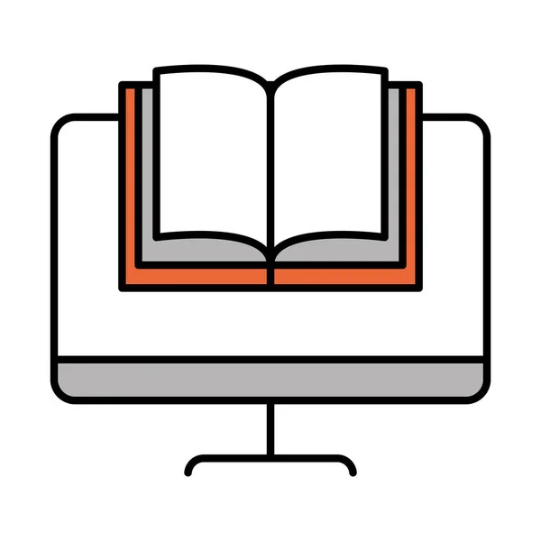 Online-Bildung, Computerbuch-Unterricht, Website und mobile Schulungen Linie und füllen Sie das Symbol — Stockvektor