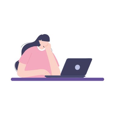 Çevrimiçi eğitim, bilgisayar, eğitim ve dijital öğrenim kursları kullanan öğrenci kız