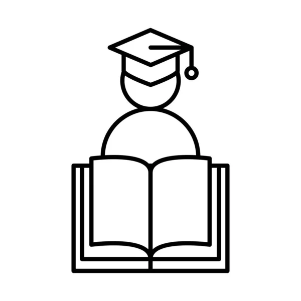Çevrimiçi eğitim, mezuniyet kitabı dersi, web sitesi ve mobil eğitim kursları satır simgesi — Stok Vektör