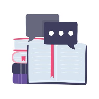 online eğitim, kitap sohbet baloncukları, eğitim ve dijital öğrenim kursları