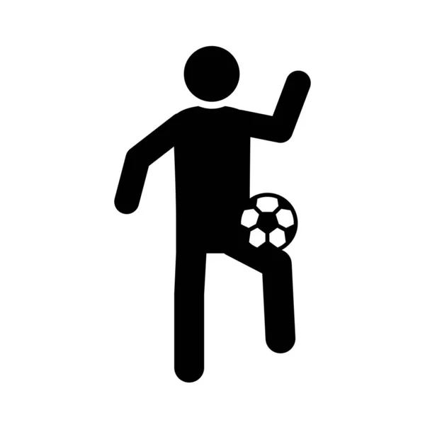 Juego de fútbol, personaje del jugador con el icono de estilo de silueta de torneo de deportes recreativos liga de pelota — Vector de stock