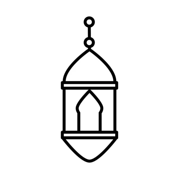 Lucerna ornament eid mubarak islámské náboženské oslavy linie styl ikony — Stockový vektor