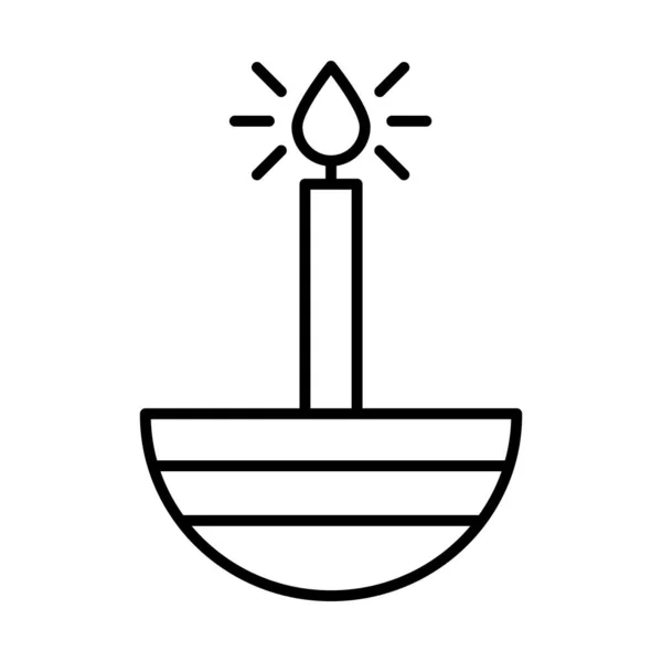 촛불을 타오르게 하는 종교적 인 에이트 무솔리니 종교적 인 축제 라인의 아이콘 — 스톡 벡터