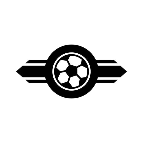 Juego de fútbol, bola símbolo de la insignia, liga de deportes recreativos icono de estilo de silueta torneo — Vector de stock