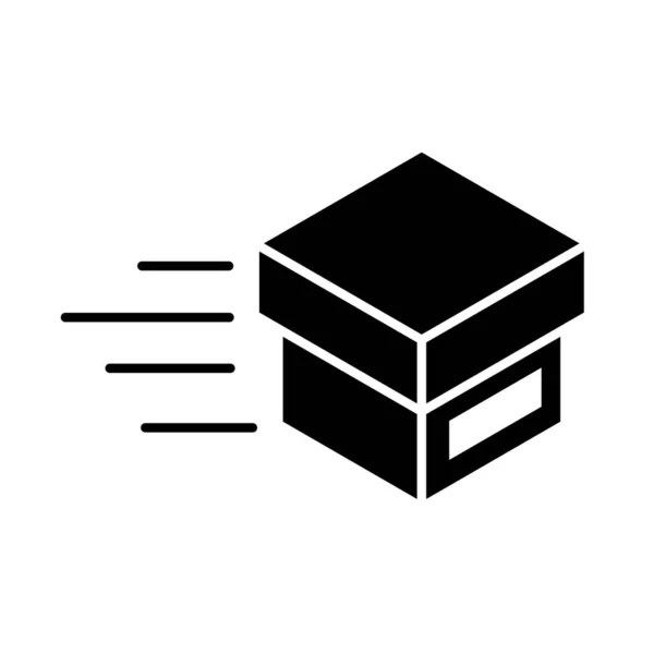 Embalagem de entrega, caixa de papelão de velocidade serviço de distribuição de carga ícone de estilo silhueta — Vetor de Stock