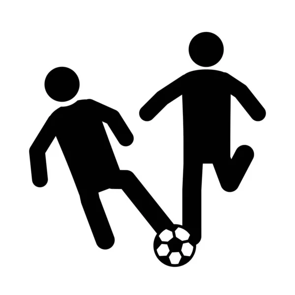 Match de football, les joueurs se battant pour un ballon, ligue de sport récréatif silhouette de tournoi icône de style — Image vectorielle