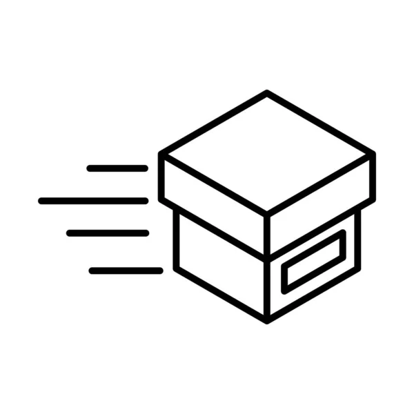 Embalaje de entrega, caja de cartón de velocidad servicio de distribución de carga icono de estilo de línea — Vector de stock