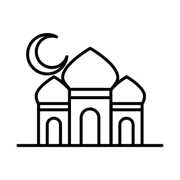 Eid mubarak islámské náboženské mešity posvátné linie styl ikony — Stockový vektor