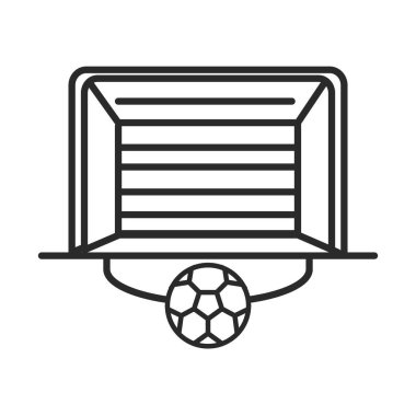 Futbol maçı, gol ağı ve top ligi eğlence amaçlı spor turnuvası çizgi ikonu