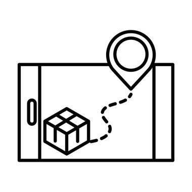 teslimat ambalajı, akıllı telefon takip kutusu kargo dağıtımı, lojistik mal sevkiyatı biçim simgesi