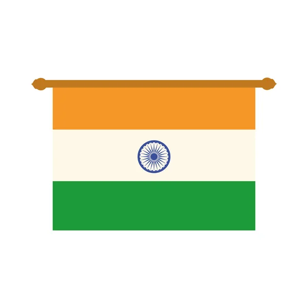 Šťastný den nezávislosti Indie, vlajka tradiční přívěsek plochý styl ikony — Stockový vektor