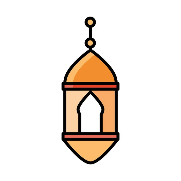 Lantaarn ornament eid mubarak islamitische religieuze viering lijn en vul pictogram — Stockvector