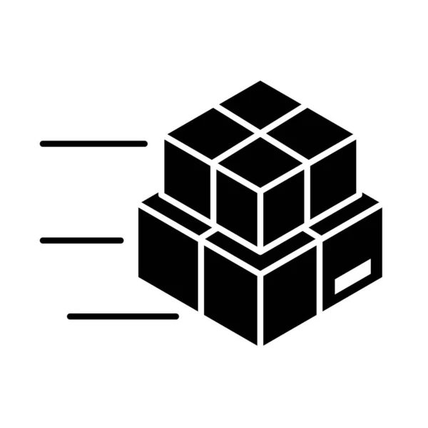 Balení dodávky, rychlá servisní hromada kartonových krabic distribuce nákladu, logistická zásilka zboží silueta ikona — Stockový vektor