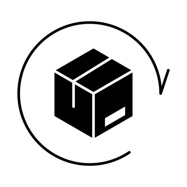 Embalagem de entrega, distribuição de carga de serviço de caixa de papelão, expedição logística de mercadorias ícone de estilo silhueta — Vetor de Stock