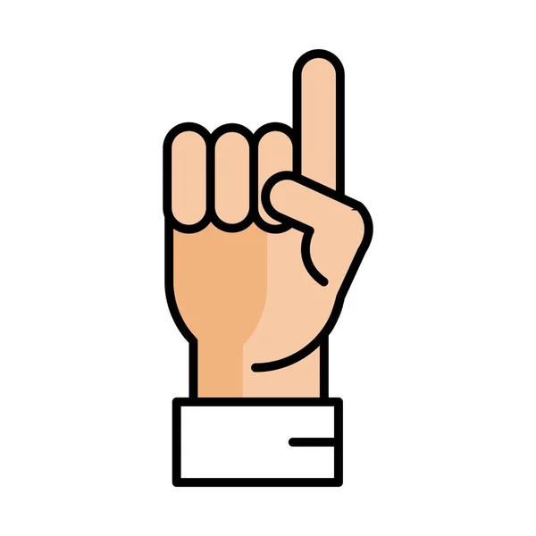 İşaret parmağı işaret eden bir el kaldırma ve biçim simgesini doldur — Stok Vektör