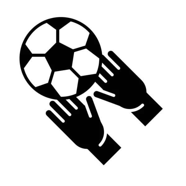 Ποδόσφαιρο παιχνίδι, μπάλα και γάντια εξοπλισμό πρωτάθλημα ερασιτεχνικό αθλητικό τουρνουά σιλουέτα στυλ εικονίδιο — Διανυσματικό Αρχείο