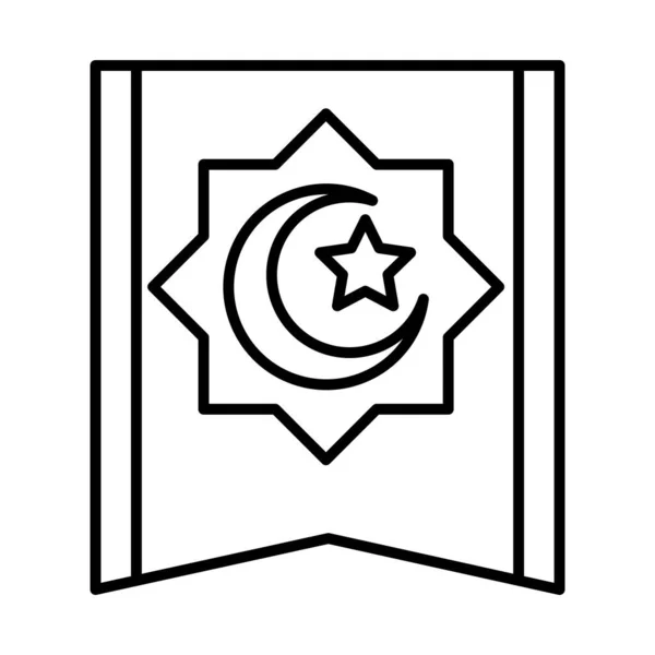 Παραδοσιακό χαλί φεγγάρι και αστέρι διακόσμηση eid mubarak islamic θρησκευτική γιορτή γραμμή στυλ εικονίδιο — Διανυσματικό Αρχείο