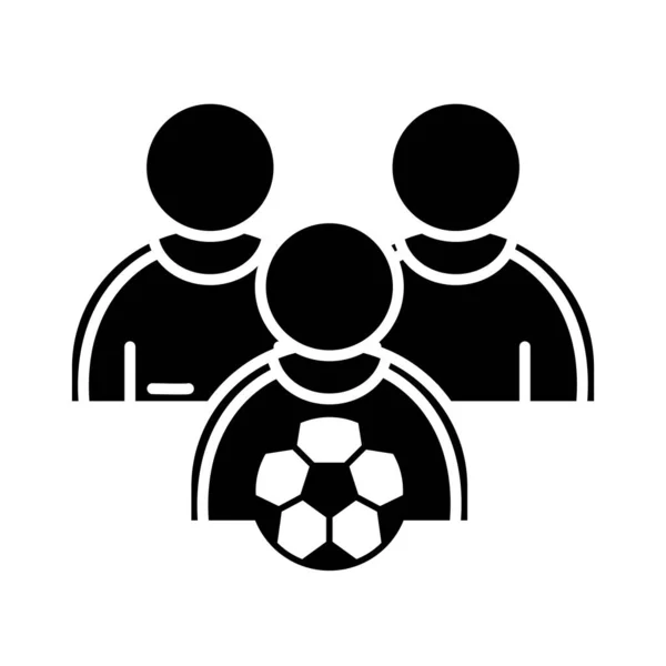 Juego de fútbol, jugadores de equipo y pelota de la liga de deportes recreativos icono de estilo silueta torneo — Vector de stock