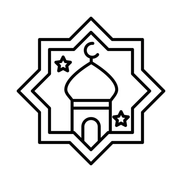 Eid mubarak islámské náboženské mešity linie styl ikony — Stockový vektor