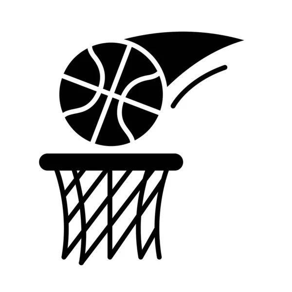 Jogo de basquete, bola tiro recreação esporte silhueta estilo ícone — Vetor de Stock