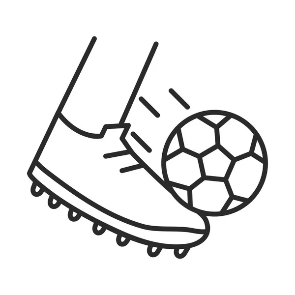Juego de fútbol, pie con pelota liga de deportes recreativos icono de estilo de línea de torneo — Vector de stock