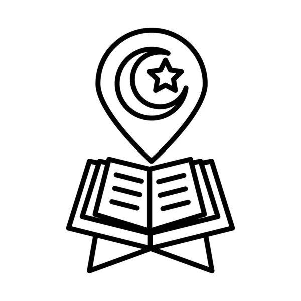Holy book koran eid mubarak islamic religious celebration line style icon — 스톡 벡터