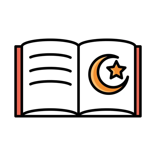 Helig bok eid mubarak islamisk religiös fest linje och fyll ikonen — Stock vektor