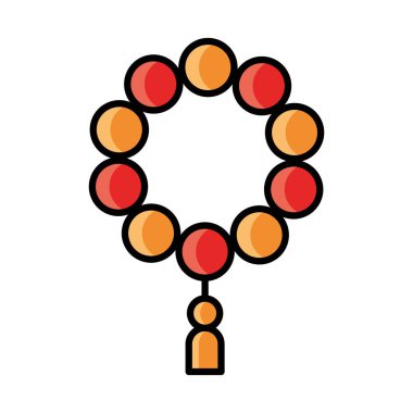 Arapça tespih, ramazan İslami kutlama hattı ve ikonu doldur