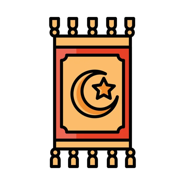 Tradycyjna kultura dywanowa eid mubarak islamska religijna linia uroczystości i wypełnić ikonę — Wektor stockowy