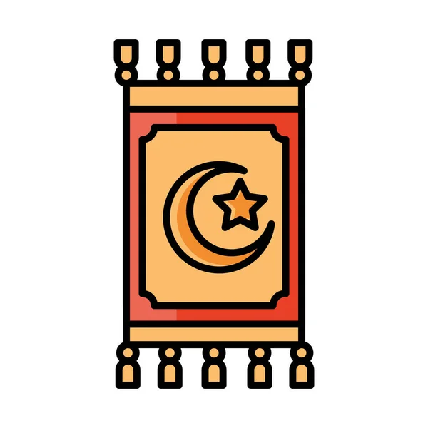 Traditional carpet culture eid mubarak islamic religious celebration line and fill icon — 스톡 벡터