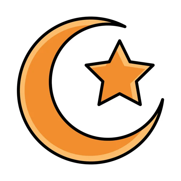 Moon star eid mubarak islamisk religiös fest linje och fyll ikonen — Stock vektor