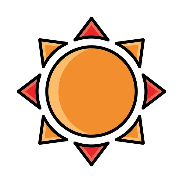 Sol verano temporada tiempo línea y relleno icono de estilo — Vector de stock