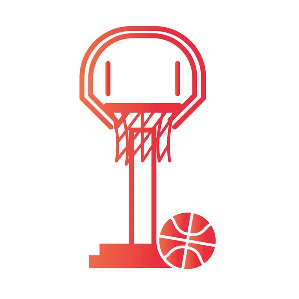 Basketball game, net hoop and ball equipment recreation sport gradient style icon — Stock Vector