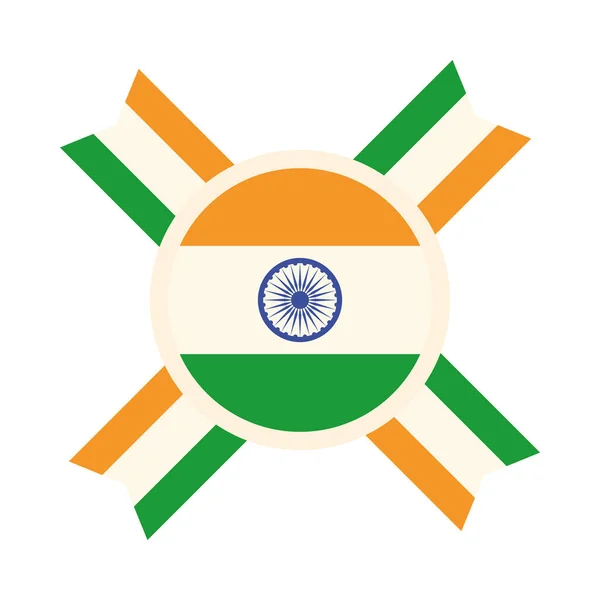 Šťastný den nezávislosti Indie, ashoka kolo národní znak plochý styl ikona — Stockový vektor