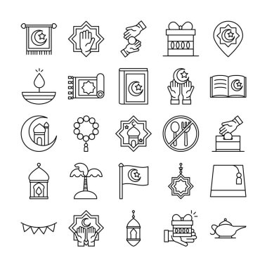 Bayram Mübarek İslami kutlama geleneksel simgeler düz stil belirlendi