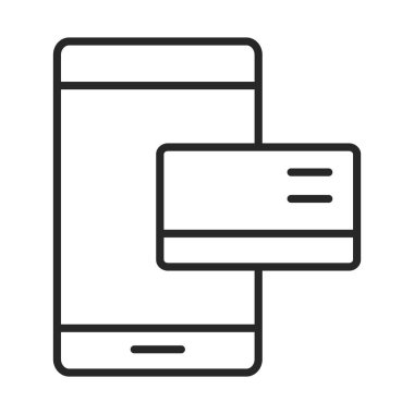 cep telefonu veya akıllı telefon bankası kredi kartı ödemesi, elektronik teknoloji aygıtı satır simgesi