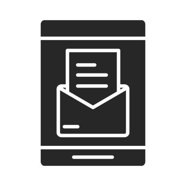 cep telefonu veya akıllı telefon e- posta uygulaması, elektronik teknoloji aygıtı siluet biçimi simgesi