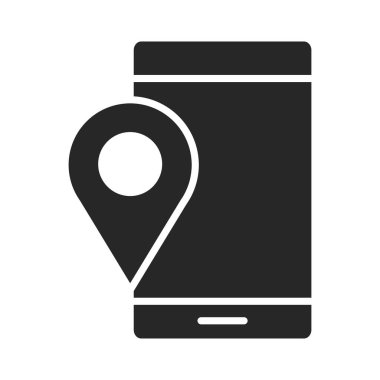cep telefonu veya akıllı telefon GPS navigasyon işaretçisi konumu elektronik teknoloji aygıtı siluet biçimi simgesi
