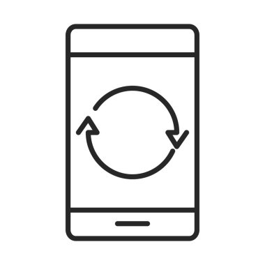 cep telefonu veya akıllı telefon yeniden yükleme okları, elektronik teknoloji aygıt satır simgesi