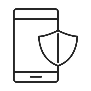 cep telefonu veya akıllı telefon kalkan koruması, elektronik teknoloji aygıtı satır simgesi